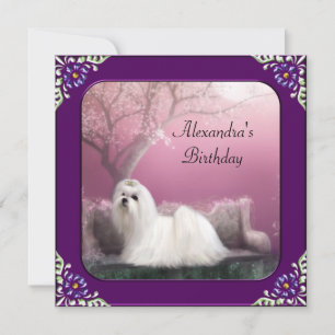 Convites Parque de Cerejeiras e Maltês Quadro Roxo