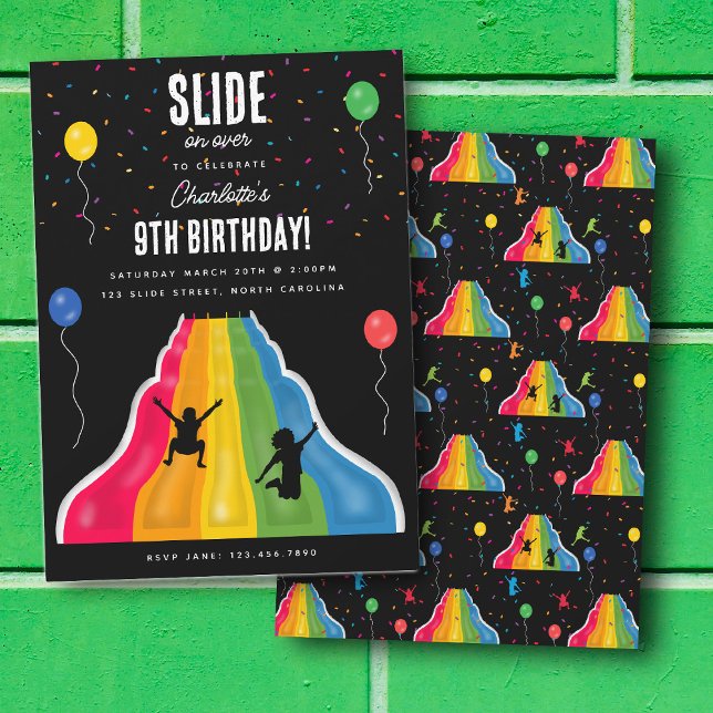 Convites Parque de Corrediça Interna Playground de Crianças (Indoor Slide Park Kids Playground Birthday Party Invitation)