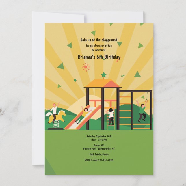 Convites Parque Infantil Dia Ensolarado (Frente)