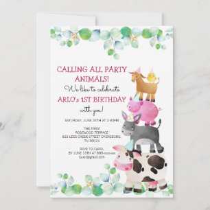 Convites Parquinho de Aniversário dos Animais de Criação