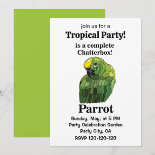 Convites Parrot Bird Chatterbox, Festa Tropical Engraçada
