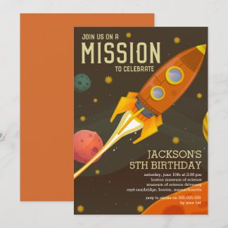 Convites Parte Aniversário de criança da Missão Espacial Re