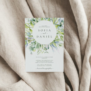 Convites Parte Casamento no inverno de Watercolor Greenery