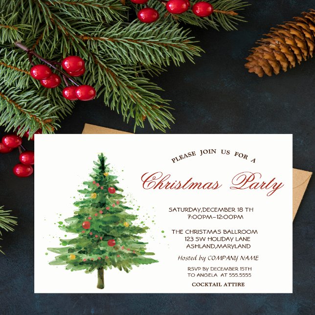 Convites Parte Corporativa da Árvore de Natal de Aquarela (Criador carregado)