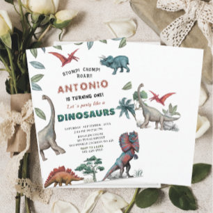 Convites Parte de aniversário ruar do Dinossaur Watercolor