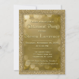 Convites Parte de Retimento Glitter Dourado Moderno