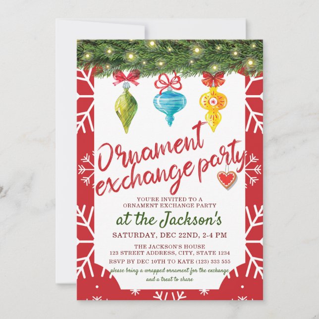 Convites Parte de troca de enfeites de natal (Frente)