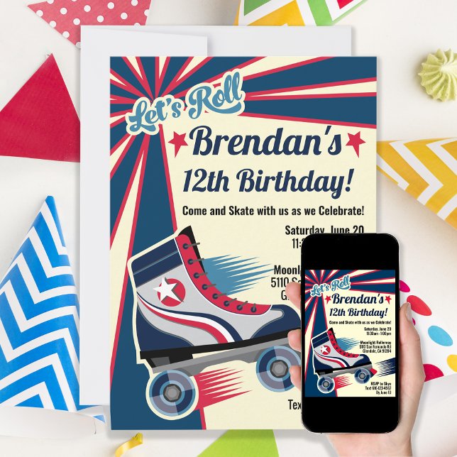 Convites Parte do Skate do cilindro de retro (Criador carregado)