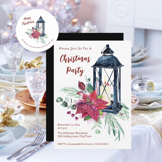Convites Parte natais vintages (Festive Modern Christmas Party Invitation)