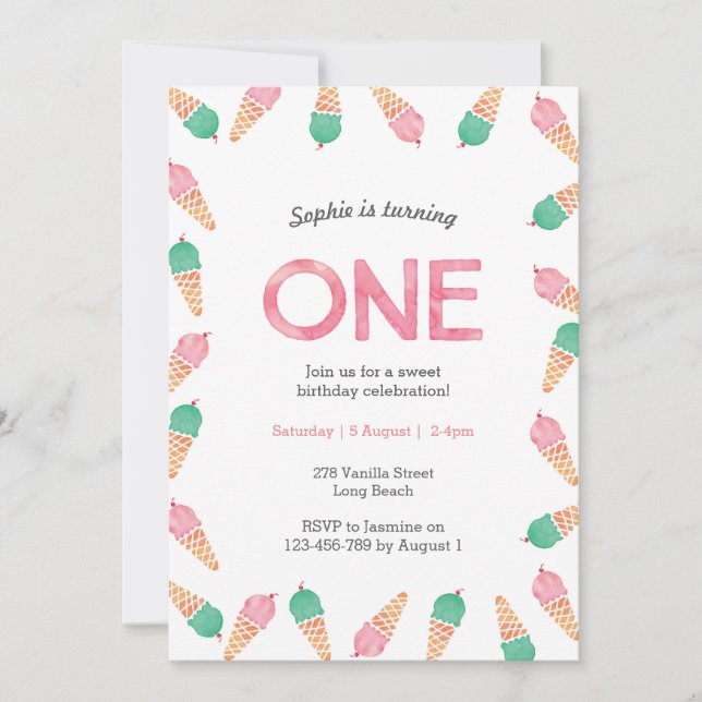 Convites Parte primeiro aniversario | SORVETE (Frente)