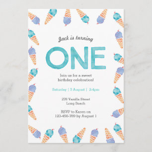 Convites Parte primeiro aniversario  Sorvete