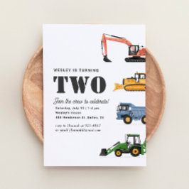 Convites Parte segundo aniversário de Veículos de Construçã