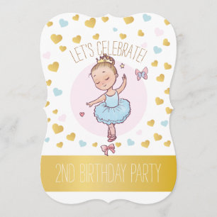 Convites Parte segundo aniversário  Princesa Ballerina em 