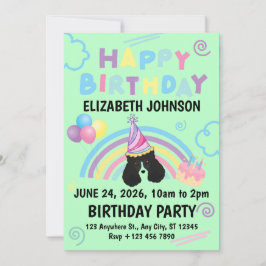 Convites Parti Poodle Birthday Party Invitation Green