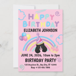 Convites Parti Poodle Birthday Party Invitation Pink