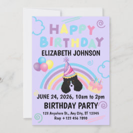 Convites Parti Poodle Birthday Party Invitation Purple