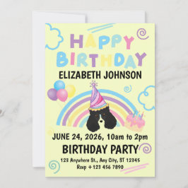 Convites Parti Poodle Birthday Party Invitation Yellow
