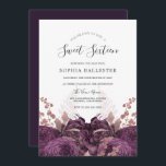 Convites Partido 16 da Floral Elegante Purple Burgundy<br><div class="desc">Convite de festas Purple Burgundy Floral Elegante Sweet 16 Ver coleção correspondente no repositório Pode mudar a cor como desejar.</div>