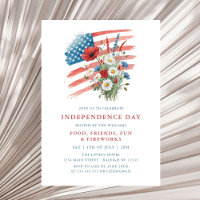 Partido American Flag Floral 4° de julho