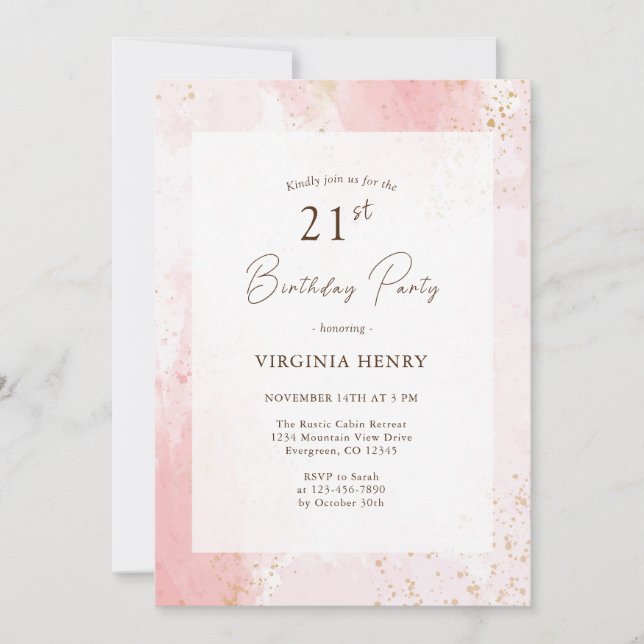 Convites Partido aniversário de 21 anos de Aquarela (Frente)
