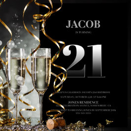 Convites Partido aniversário de 21 anos de Negra e Prata Mi