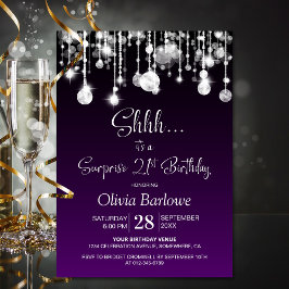 Convites Partido aniversário de 21 anos de Surpresa Roxo