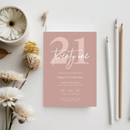 Convites Partido aniversário de 21 anos Rosa Moderno Minima