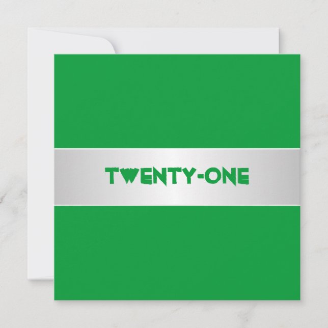 Convites Partido aniversário de 21 anos Verde e Branco (Frente)