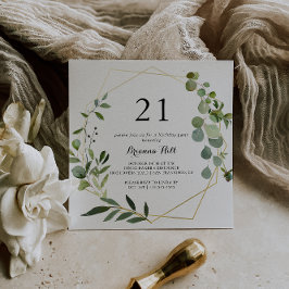 Convites Partido aniversário de 21 anos Verde Tropical Dour