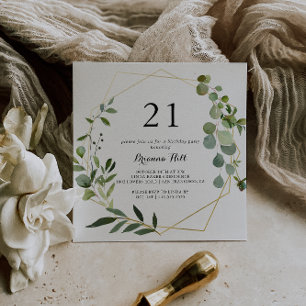Convites Partido aniversário de 21 anos Verde Tropical Dour