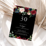 Convites Partido aniversário de 30 anos Botânico Rustic Bla<br><div class="desc">Este convite de festas botânico preto rústico é perfeito para uma festa de aniversário clássica. A design apresenta flores brilhantes,  vermelhas,  marinhos,  azuis e esbranquiçadas radiantes e graciosas pintadas à mão num fundo preto,  inspirando beleza natural.</div>