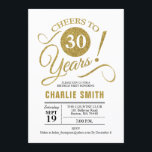 Convites Partido aniversário de 30 anos - Branco Dourado<br><div class="desc">aniversário de 30 anos Convite de festas em preto Dourado e branco. Até 30 anos! Pode ser personalizado em qualquer idade. Envie-me uma mensagem se precisar de mais personalização.</div>