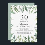 Convites Partido aniversário de 30 anos da Folhagem Verde T<br><div class="desc">Este elegante convite de festas de folhagem verde tropical é perfeito para uma festa de aniversário simples. Esta design desenhada à mão apresenta uma aquarela com lindas folhas verdes.</div>