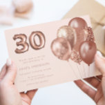Convites Partido aniversário de 30 anos de Balões Dourados<br><div class="desc">Rosa Dourado Convite de festas Balões aniversário de 30 anos Ver coleção correspondente em Niche & Nest Store</div>
