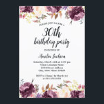 Convites Partido aniversário de 30 anos de Blogue Floral Pu<br><div class="desc">Convites Florais de Aniversário mais bonito na Loja Little Bayleigh!</div>