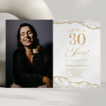 Convites Partido aniversário de 30 anos de Imagem Dourada B<br><div class="desc">Este é um Convite de festas de Foto de aniversário de 30 anos de Imagem Personalizada de Agate Dourado Elegante!</div>