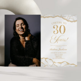 Convites Partido aniversário de 30 anos de Imagem Dourada B