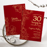 Convites Partido aniversário de 30 anos de Surpresa Dourada<br><div class="desc">Convite de festas Red Dourado Surpresa Floral. Design minimalista moderno com sotaques botânicos e letra de escrita tipográfica. Simples cartão de convite floral perfeito para uma festa surpresa na moda. Pode ser personalizado para qualquer idade.</div>