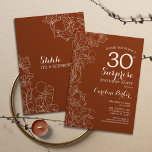 Convites Partido aniversário de 30 anos de Surpresa Terraco<br><div class="desc">Floral Terracotta Boho Burnt Orange Surprise aniversário de 30 anos Convite de festas. Design minimalista moderno com sotaques botânicos e letra de escrita tipográfica. Simples cartão de convite floral perfeito para uma festa surpresa na moda. Pode ser personalizado para qualquer idade.</div>