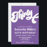 Convites Partido aniversário de 30 anos do Groovy Retro Rox<br><div class="desc">Convite de festas aniversário de 30 anos da Groovy Retro Roxo</div>