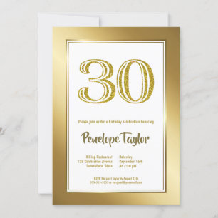 Convites Partido aniversário de 30 anos Dourado