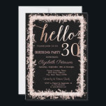 Convites Partido aniversário de 30 anos Dourado do Rosa de<br><div class="desc">Elegante quadro de brilho dourado rosa em fundo preto.</div>