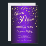 Convites Partido aniversário de 30 anos - Dourado Roxo<br><div class="desc">aniversário de 30 anos convite de festas para mulheres ou homens. Cartão de convite para roxo e ouro legante com fonte de script e confetti. Saúde para 30 anos! Perfeito para uma celebração de aniversário de na moda.</div>