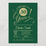 Convites Partido aniversário de 30 anos - Dourado Verde<br><div class="desc">Convite de festas aniversário de 30 anos em verde escura de esmeralda florestal com padrão de ouro falso brilhante. Apresenta a fonte do script de tipografia de tendência. Simples design moderno, perfeito para uma festa elegante. Até 30 anos! Pode ser personalizado em qualquer idade! Envie-me uma mensagem se precisar de...</div>