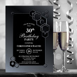 Convites Partido aniversário de 30 anos Geométrico da Cinza<br><div class="desc">Convide seus amigos e entes queridos para sua festa de aniversário de 30 anos com este convite de aniversário preto-na moda e cinza hexagonal.</div>