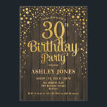 Convites Partido aniversário de 30 anos - Madeira russa e D<br><div class="desc">Convite de festas aniversário de 30 anos. Design elegante em ouro falso brilhante com padrão de madeira rústica castanha escura. Possui fonte de script na moda e confetti. Envie-me uma mensagem se precisar de idade personalizada.</div>