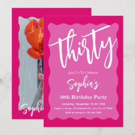 Convites Partido aniversário de 30 anos Moderno da Curva de
