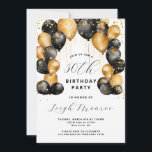 Convites Partido aniversário de 30 anos Moderno Dourado<br><div class="desc">Celebre este aniversário marco com um convite sofisticado moderno! Apresentando um fundo branco adornado com balões de ouro cintilantes e um confete brilhante de ouro. Personalize com os detalhes do evento. Disponível no impressão,  como download digital ou ambos! Você pode adicionar cantos arredondados para um toque extra de elegância.</div>