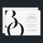 Convites Partido aniversário de 30 anos Negro Mínimo Modern<br><div class="desc">Convite de festas aniversário de 30 anos de estilo moderno minimalista em preto e branco, modelo editável para os detalhes de seu evento personalizado. Este convite de aniversário é a escolha perfeita se você está procurando por um convite para homens aniversário de 30 anos, um convite de aniversário elegante para...</div>