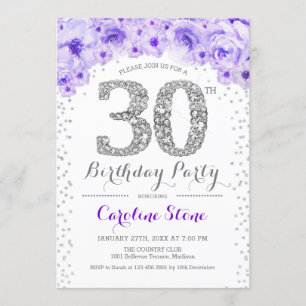 Convites Partido aniversário de 30 anos - Prata Branca - R